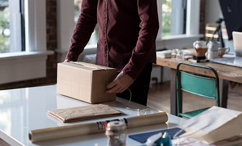 Man with box.