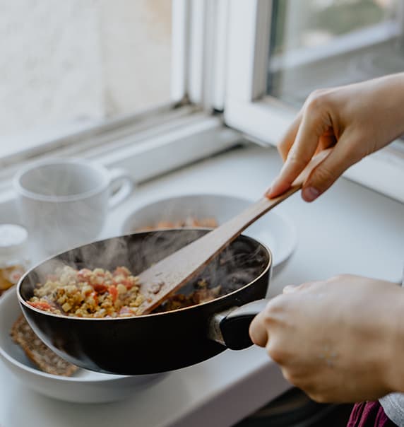 Home cooked meal being served.