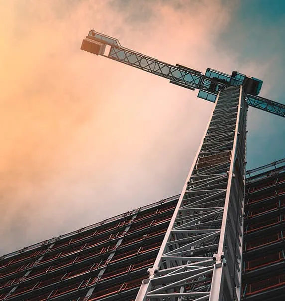 Upwards shot of crane.