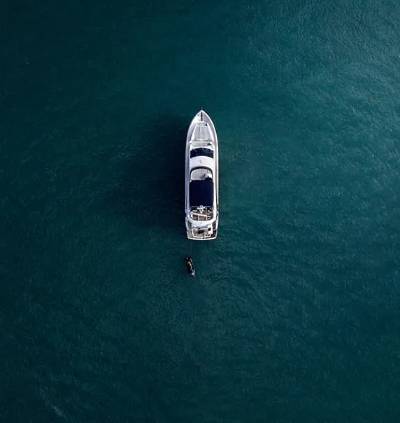 Speedboat sitting still in body of water