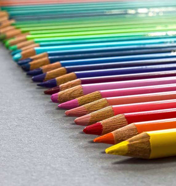 Colouring pencils lined up