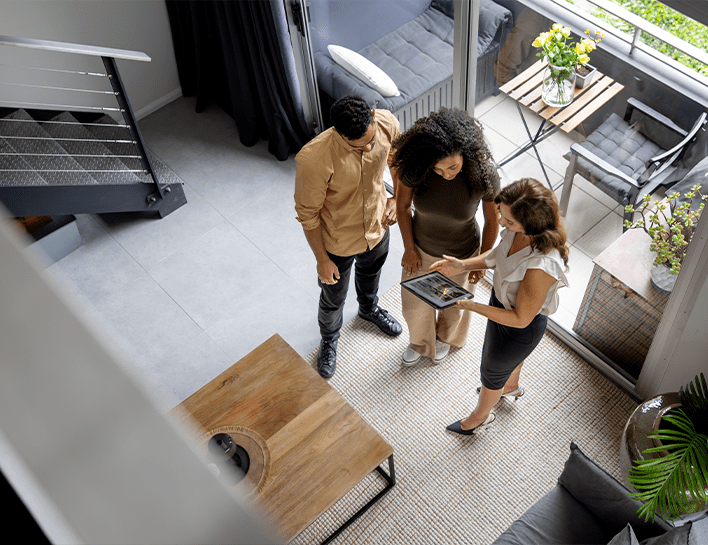 Couple purchasing a house.