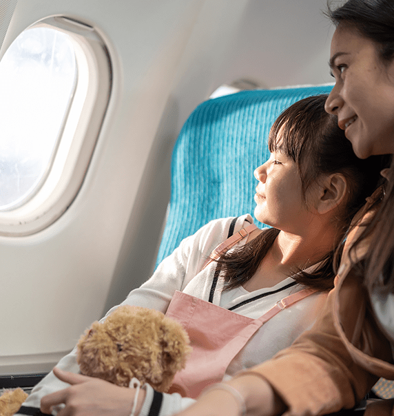 Family on plane