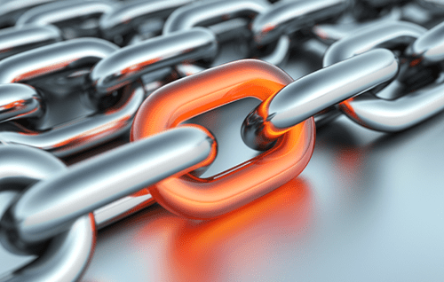 A heated link in a chain.