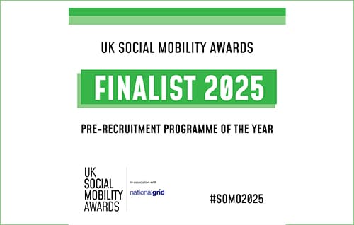 Logo for UK Social Mobility Awards finalist 2025 pre-recruitment programme of the year.
