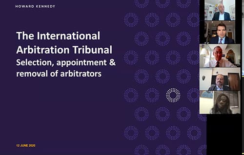 International Arbitration Tribunal webinar still