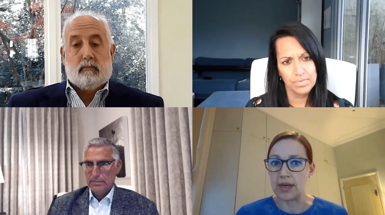 Four people on zoom video call.