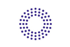 Circular light purple dotted logo.