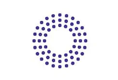 Circular light purple dotted logo.