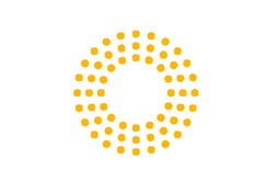 Circular yellow dotted logo.