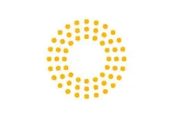 Circular yellow dotted logo.